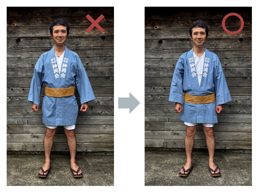 帯の高さ：NG例（帯が高すぎる）とOK例の比較