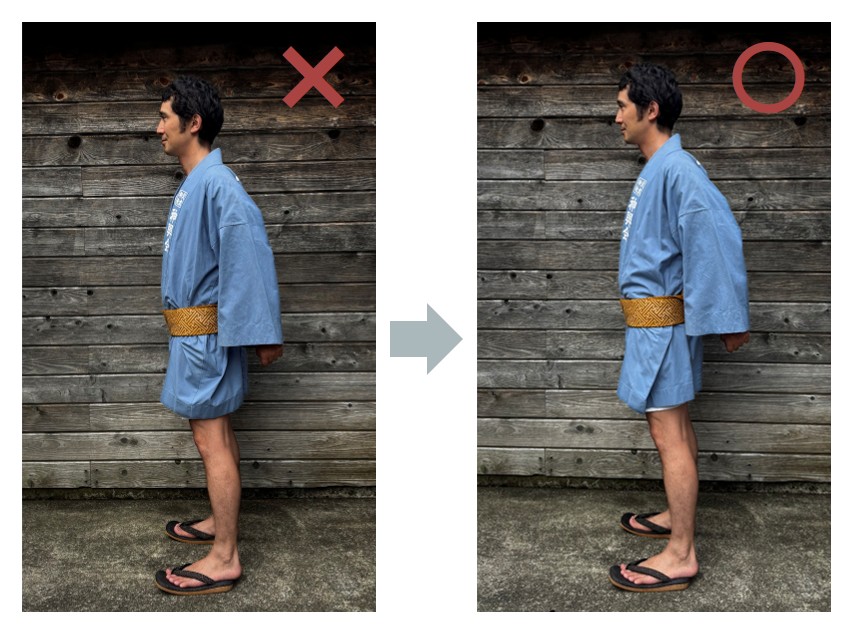 脇の余り：NG例（シワ・もたつき）とOK例の比較