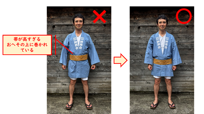帯の高さ：NG例（帯が高すぎる）とOK例の比較